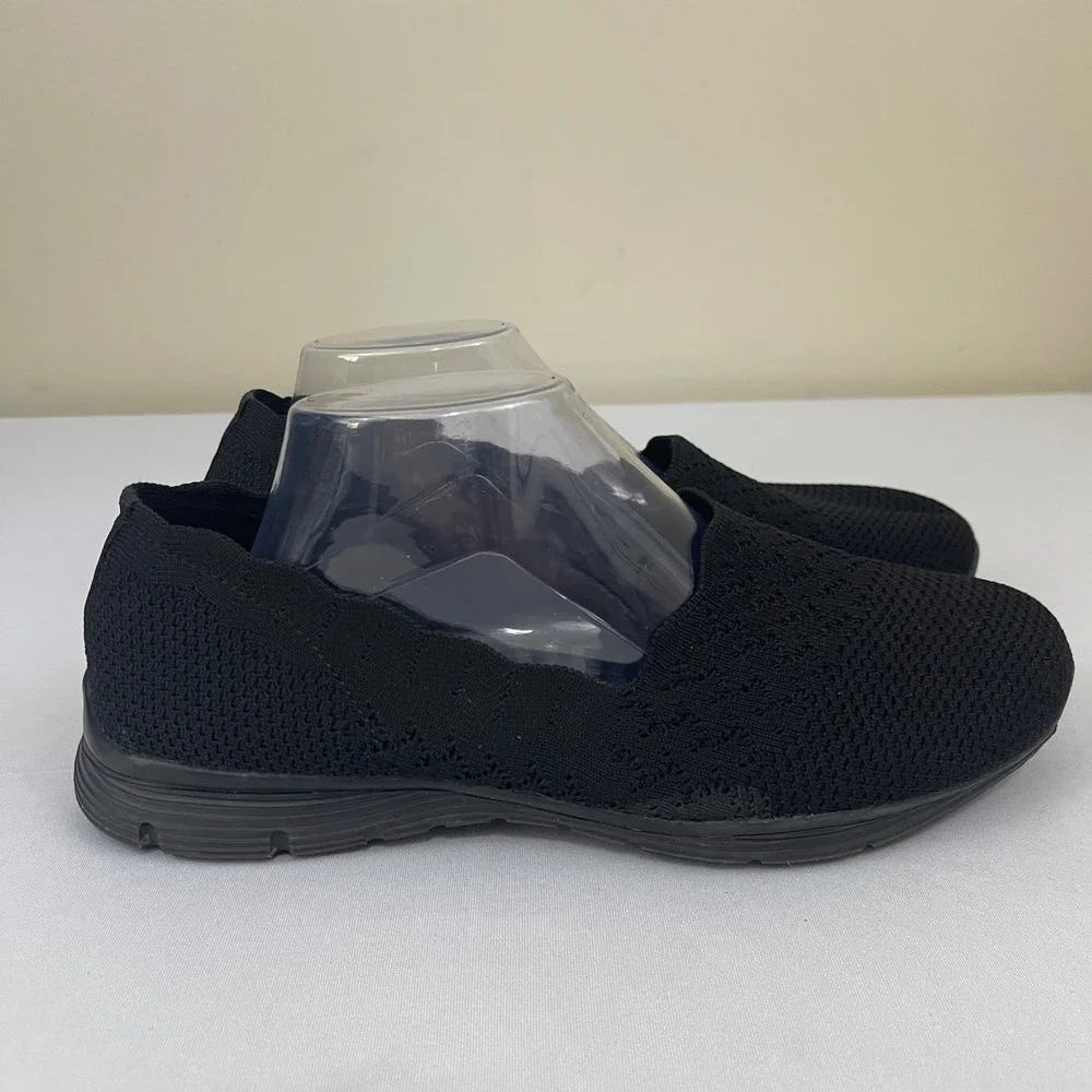 Skechers Seager Stat Womens 9 Black Knit Slip‎ On Casual Comfort Shoes 49481W